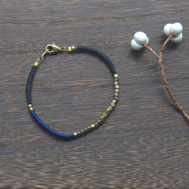 不對稱設計 變幻切角黃銅 幸運手環