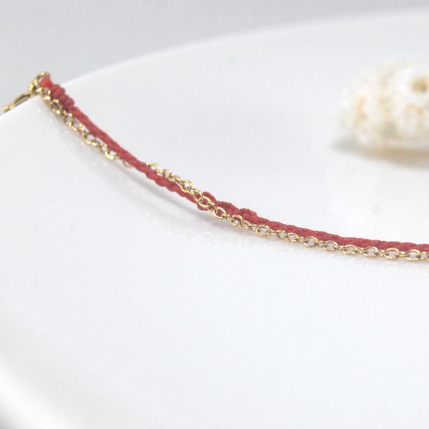 雙層 平安紅繩 ∞ 扭轉結 十字金鍊 可調長度延長鏈 幸運手環