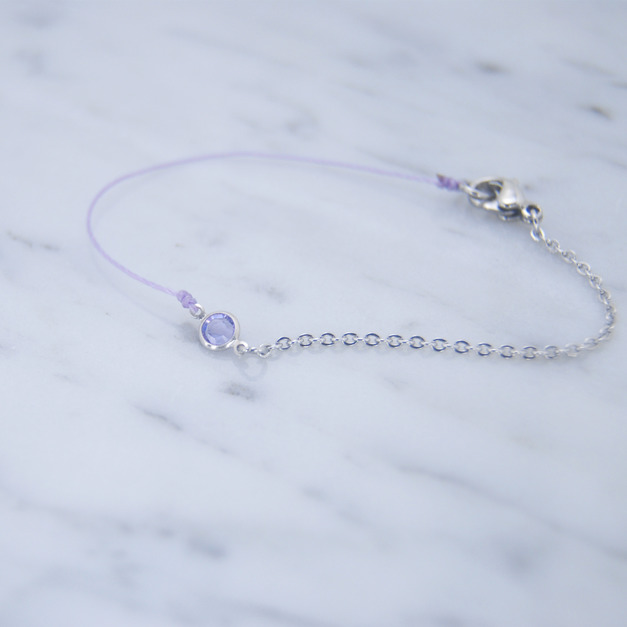 不對稱設計 幸運手環 施華洛世奇錐型水晶 防水彩色蠟線 不鏽鋼手鍊