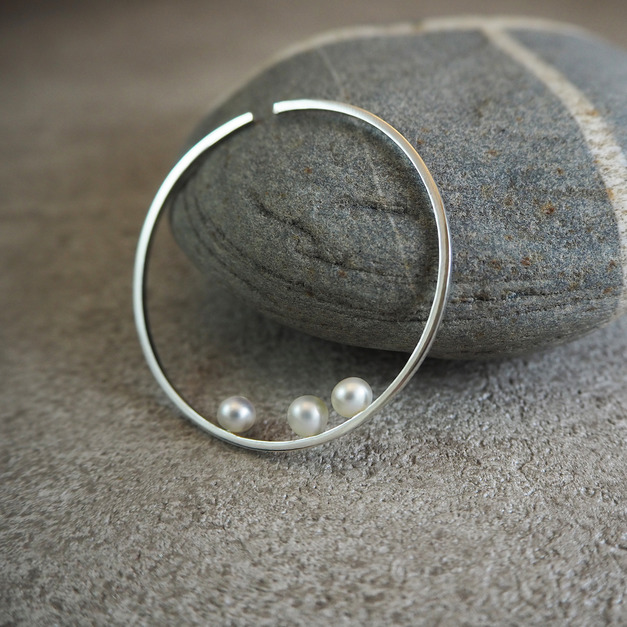 pearl round earring_珍珠圓框耳骨環