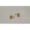 南洋金珠耳環_Golden-South-Sea-Pearl 14K金耳針+耳束 - 僅此一對