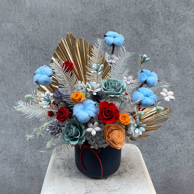 彩色系永生乾燥盆花 C0147002
