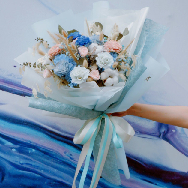 藍色系永生乾燥花束 C0235005