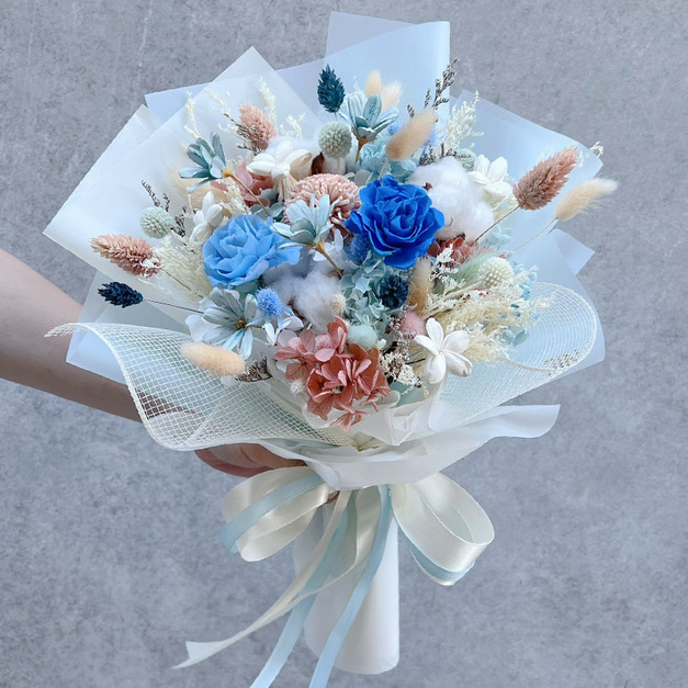 藍色系永生乾燥花束 C0245006