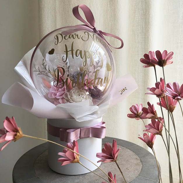 粉色系永生乾燥波波球 C0341008