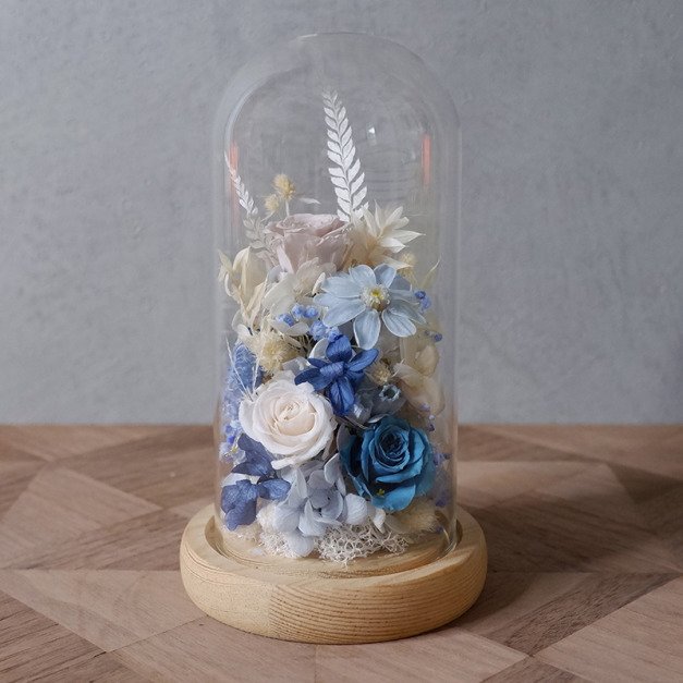 藍色系永生乾燥花盅 C0355010