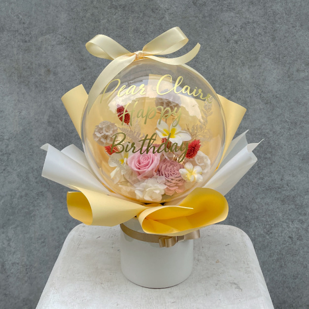 黃色系永生乾燥波波球 C0343009