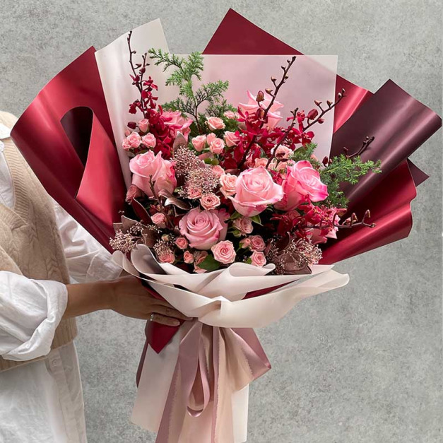 紅粉色系鮮花花束 B0331005