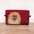 經典汪喵化妝包/收納包 - 棕色博美 紅博美