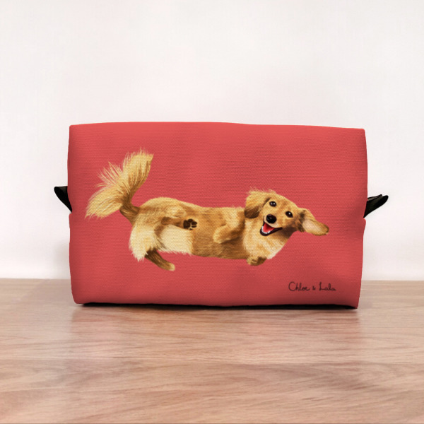 經典汪喵化妝包/收納包 - 臘腸滾滾