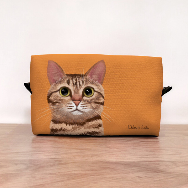 經典汪喵化妝包/收納包 - 虎斑貓