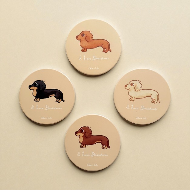 汪喵陶瓷吸水杯墊 - 單隻臘腸狗 | 臘腸狗杯墊