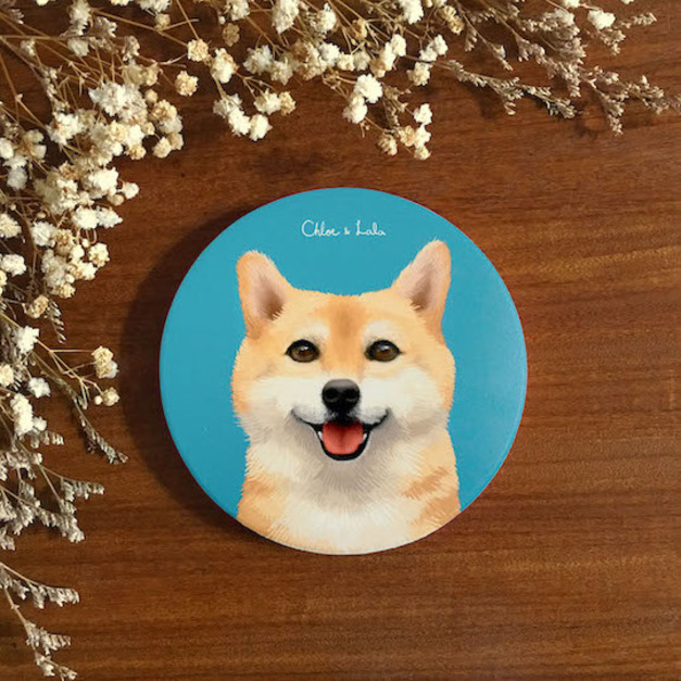 汪喵陶瓷吸水杯墊 - 柴犬 赤柴