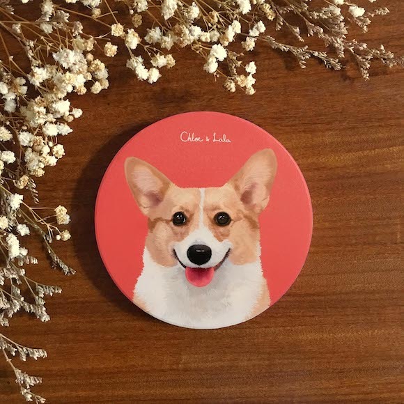 汪喵陶瓷吸水杯墊 - 橘白柯基 柯基 | 補嘟