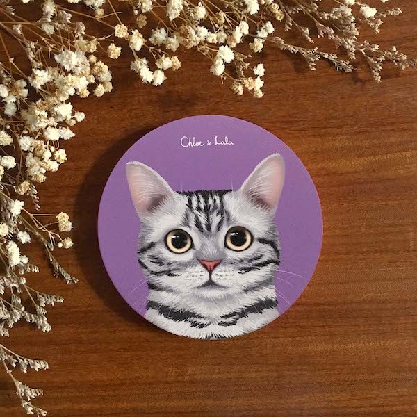 汪喵陶瓷吸水杯墊 - 美國短毛貓 美短