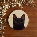 汪喵陶瓷吸水杯墊 - 黑貓