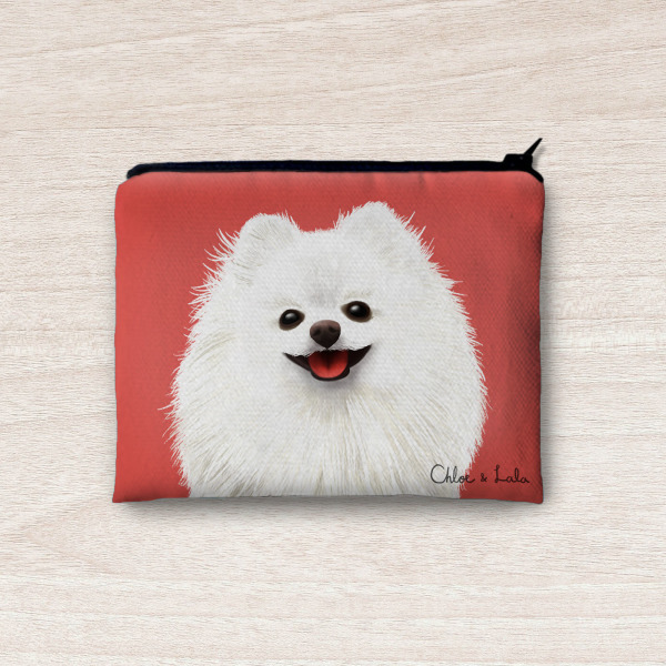 經典汪喵零錢包 - 白博美