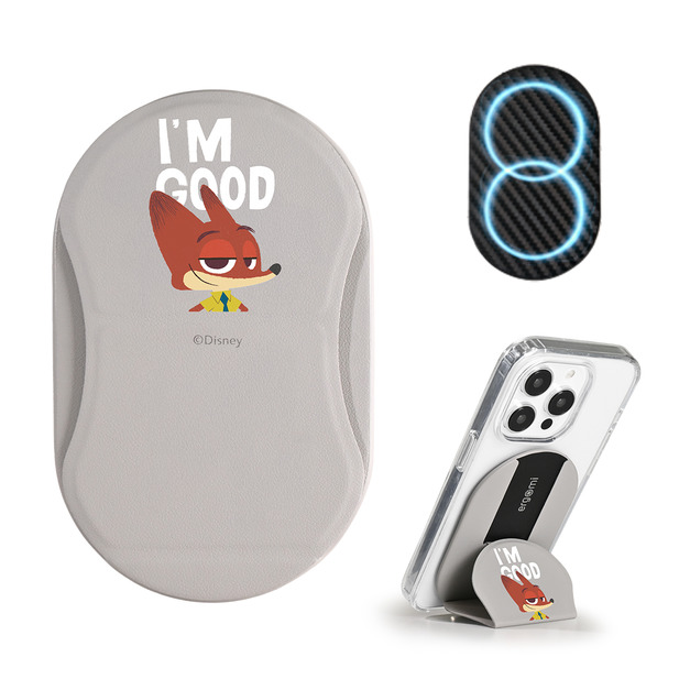 【動物方城市】Mobius｜雙磁圈多角度手機支架_Q版 - 尼克 灰 | 正版授權｜ergomi