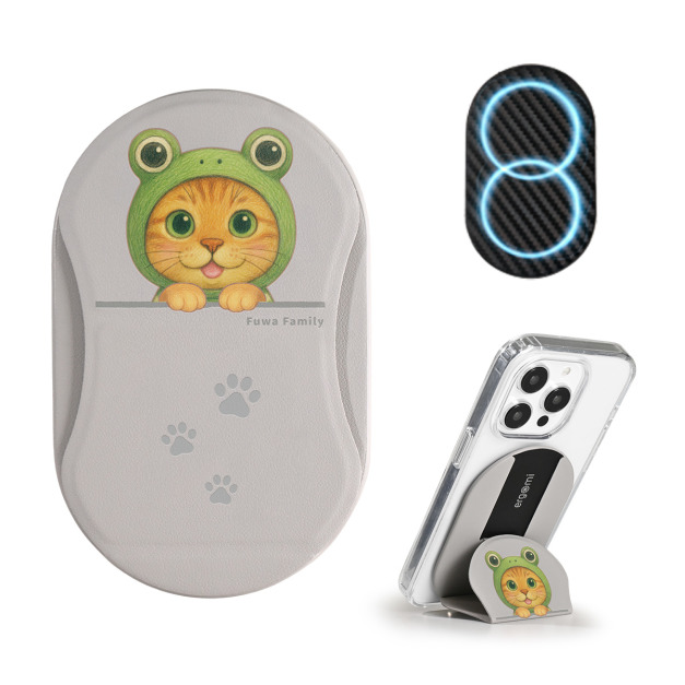  【軟萌家族】Mobius｜雙磁圈多角度手機支架_青蛙貓貓(花生醬)｜ergomi