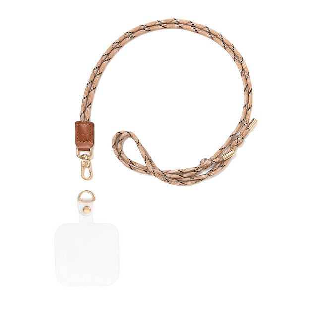 透明金夾片+織紋淺棕抽繩背帶