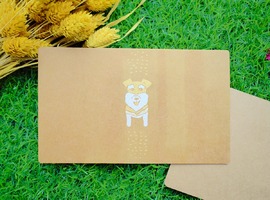 【純手工絹印明信片】狗狗系列 - 雪納瑞 / 牛皮紙厚卡刷色