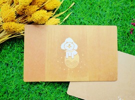 【純手工絹印明信片】狗狗系列 - 貴賓狗狗 / 牛皮紙厚卡刷色