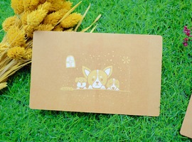 【純手工絹印明信片】狗狗系列 - 吉娃娃好朋友 / 牛皮紙厚卡刷色