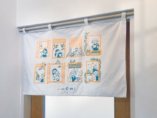 純手工絹印 三色套印 暖簾 / 短門簾 - 一切安好