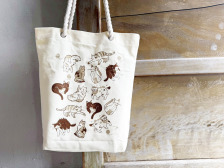 貓之日常 - 棉麻提把帆布袋 手工雙色套印