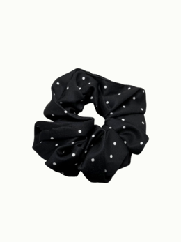 丨髮圈丨法式浪漫．黑白波點緞面髮圈
