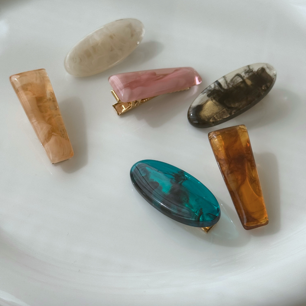 丨髮夾丨糖心琥珀．暈染琥珀髮夾組