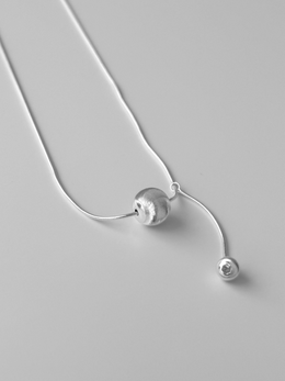 【純銀】小滿．拉絲光珠圓球吊墜項鍊