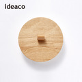【日本ideaco】圓形家用垃圾桶11.4L專用原木蓋-附真皮把手_3