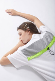 【中性款】拼接圓領上衣/白色