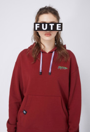 【中性款】可拆手機包連帽運動衫/暗紅