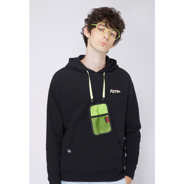 【中性款】可拆手機包連帽運動衫/黑色