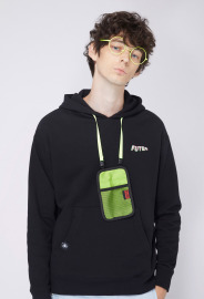 【中性款】可拆手機包連帽運動衫/黑色