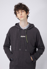 【中性款】長袖連帽運動衫/麻花黑