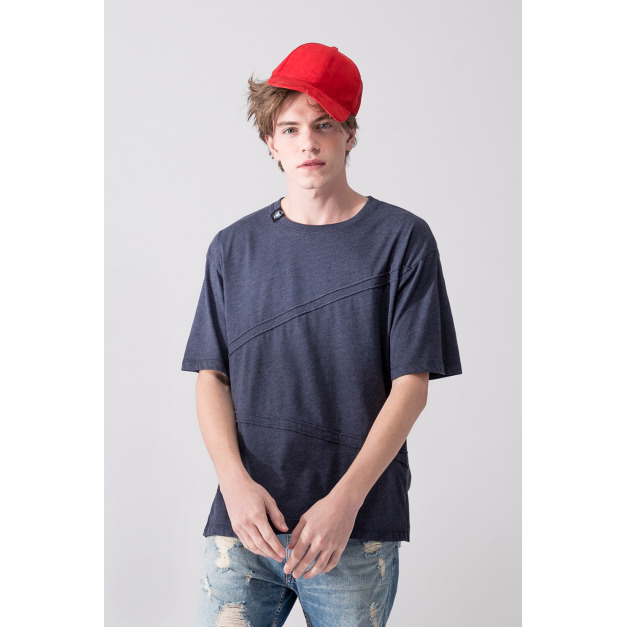 【中性款】側邊織帶拉鍊短袖TEE/麻花籃