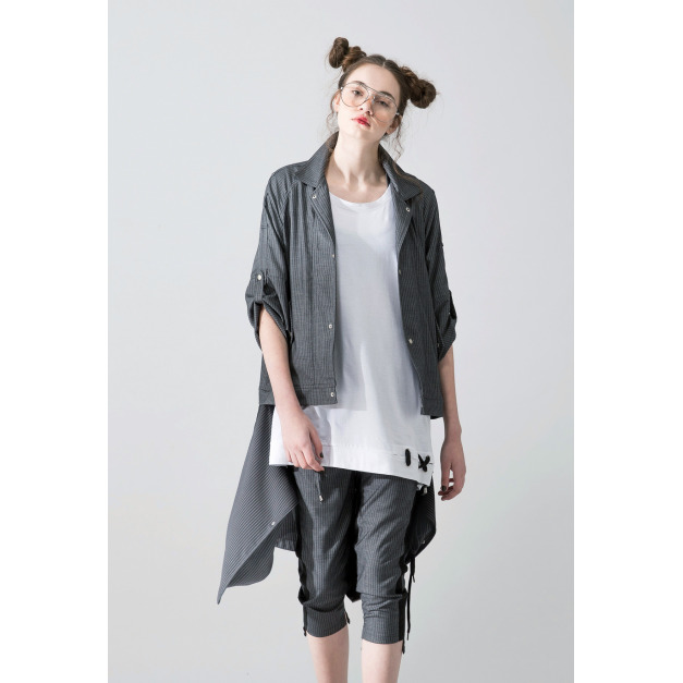 【中性款】多變化七分袖外套/灰白