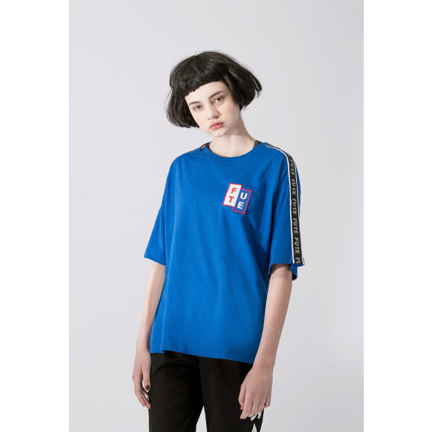 【中性款】反光織帶造型多色TEE/寶藍