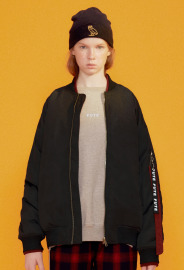 【中性款】雙面穿鋪棉飛行外套/黑色