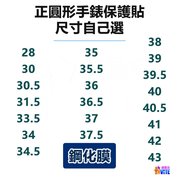 鋼化膜 保護貼 尺寸自選 28mm~43mm