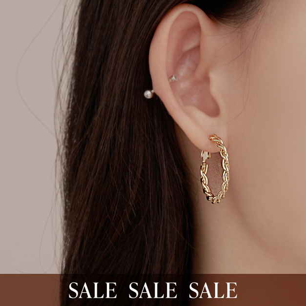 [華莎配戴款] 復古金色鏈條纏繞耳環/耳夾
