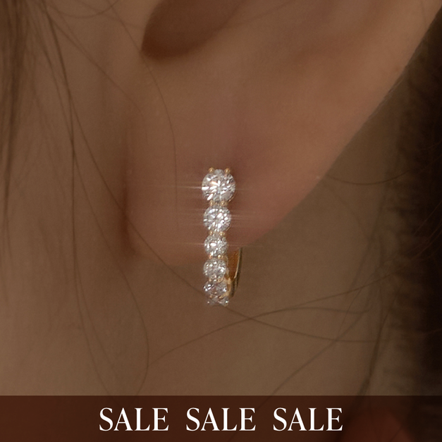 14k  閃耀鑲鑽耳扣式耳環