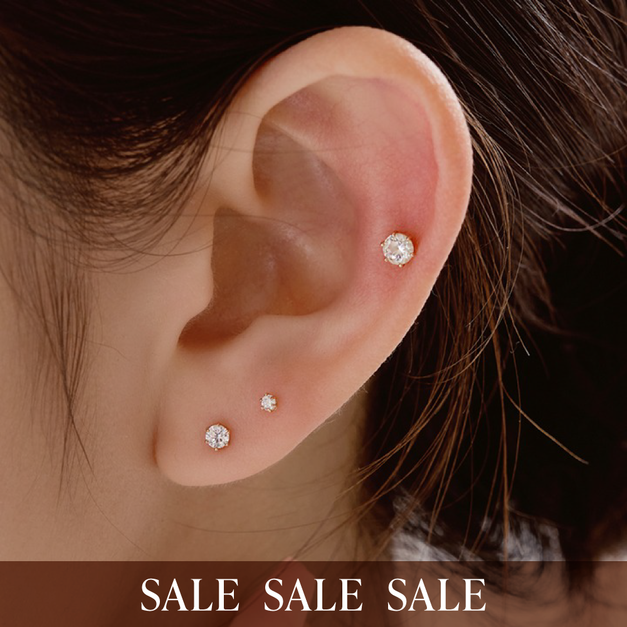 14k 單鑽耳針
