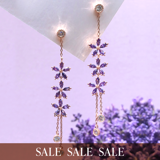 [IU配戴款] 薰衣草垂墜耳環/耳夾