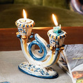 義大利 藍紋雙燭臺