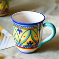 義大利 馬克杯450ml(幾何藍花)