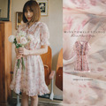 訂製款✨法式古典泡泡短袖綁帶雪紡短洋裝